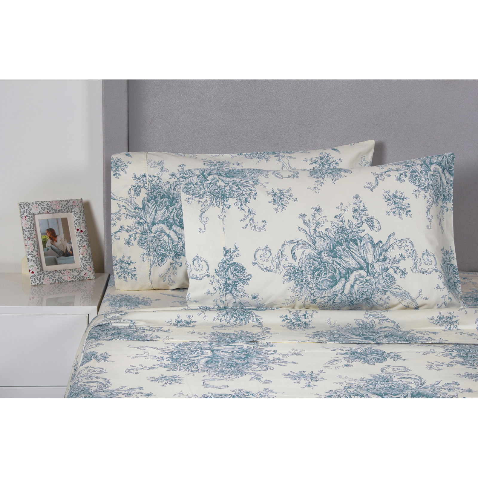 Benedictine 100% Cotton Sheet Set, California King, Light Blue