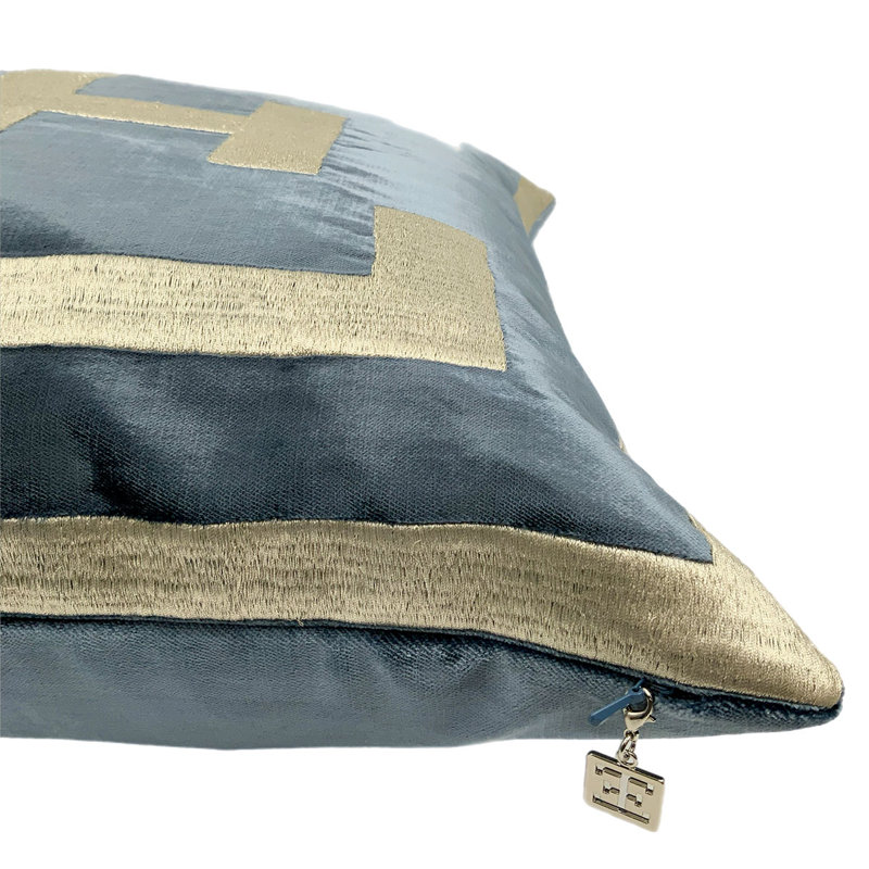 Logo Velvet Square Pillow Cover & Insert, Blue