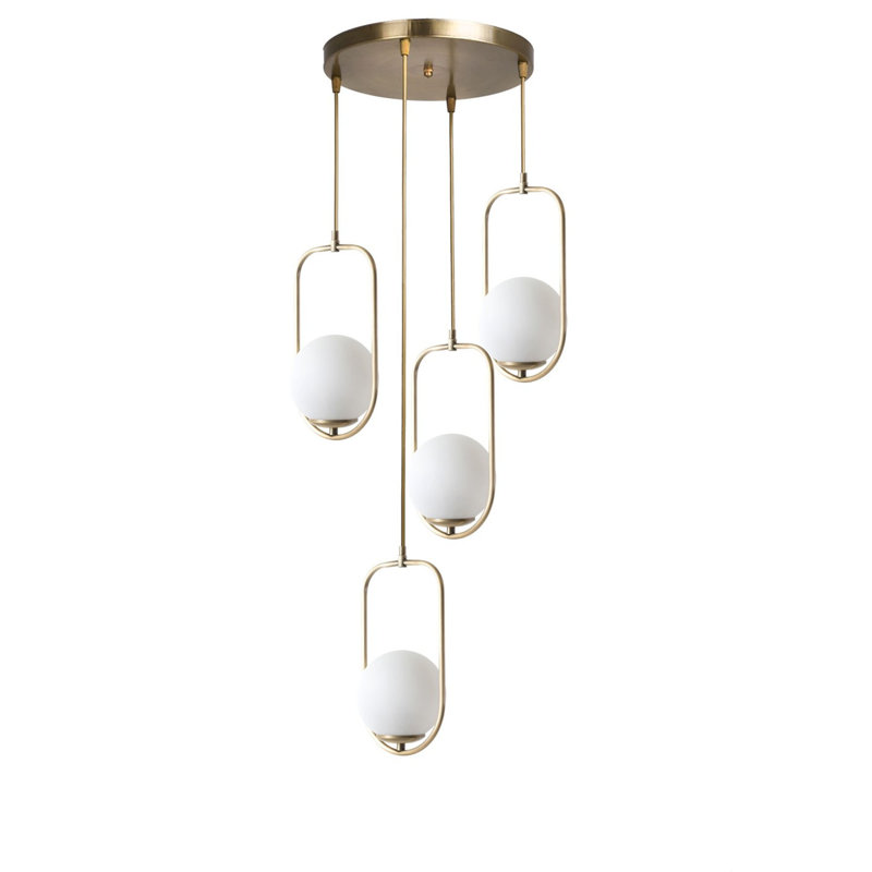 Lustre élégant en métal, finition blanche et cuivre, 11,8 po x 11,8 po | Fabrication 100% métal, peinture séchée au four, revêtement dégringolé | Douille E27, 40 W maximum | Parfait pour les décorations glamour et scandinaves