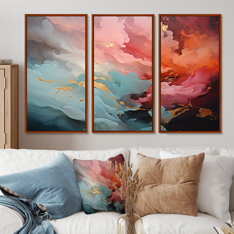 Crislyn - ensemble d'art mural abstrait, Cadre flottant brun, H 28 po x l 36 po x P 1 po