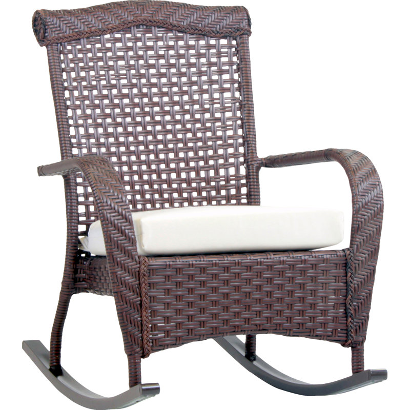 Chaise berçante avec coussins Rashawn, Outdura® aigue-marine