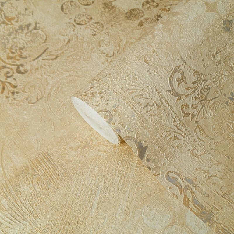 Rouleau de papier peint métallique Mellette, Or