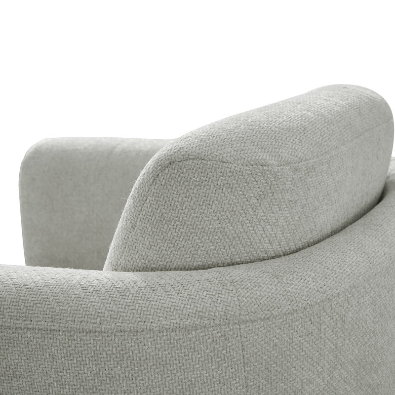 Fauteuil demi-tonneau rembourré et pivotant, Chenille performance gris tourterelle
