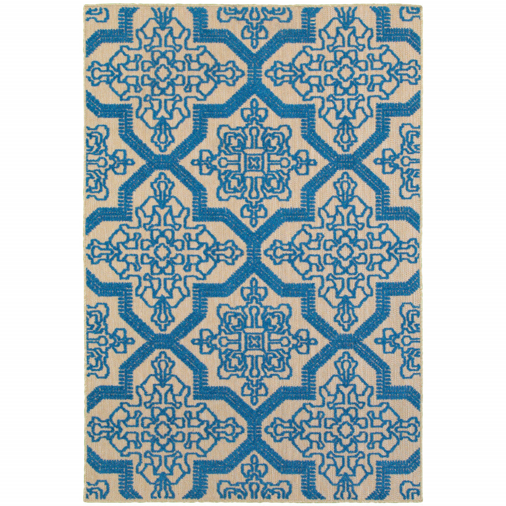 Laub Oriental Sand/Blue Indoor / Outdoor Area Rug Sol 72 Outdoor™ Rug 