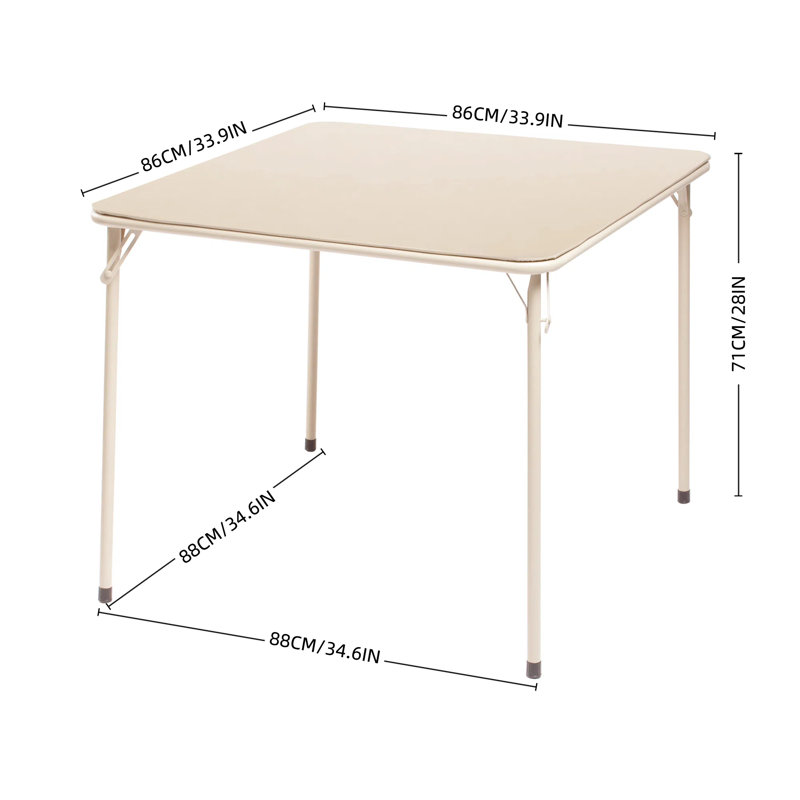 Square Folding Table, Single Piece, Durable Design For Home And Office, Beige