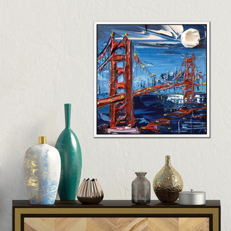 San Francisco Evening by Lisa Elley - Gallery-Wrapped Canvas Giclée on Canvas, 45.72 cm H x 45.72 cm W, White Framed