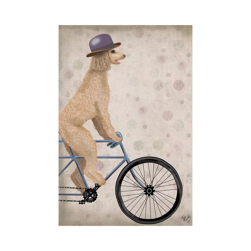 Poodle On Bicycle, Cream by Fab Funky - Wrapped Canvas Print, 152.5 cm H x 101.5 cm W