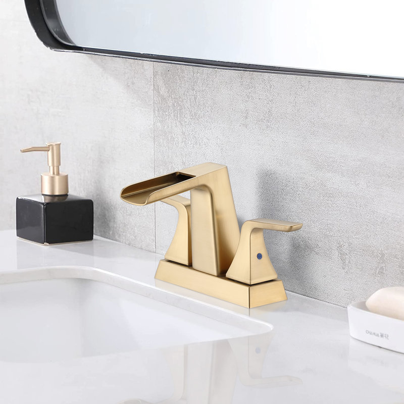 2-handle Bathroom Faucet with Drain Assembly, Brushed Gold
