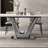 Faux Marble White Rectangular Dining Table Sets-105170464
