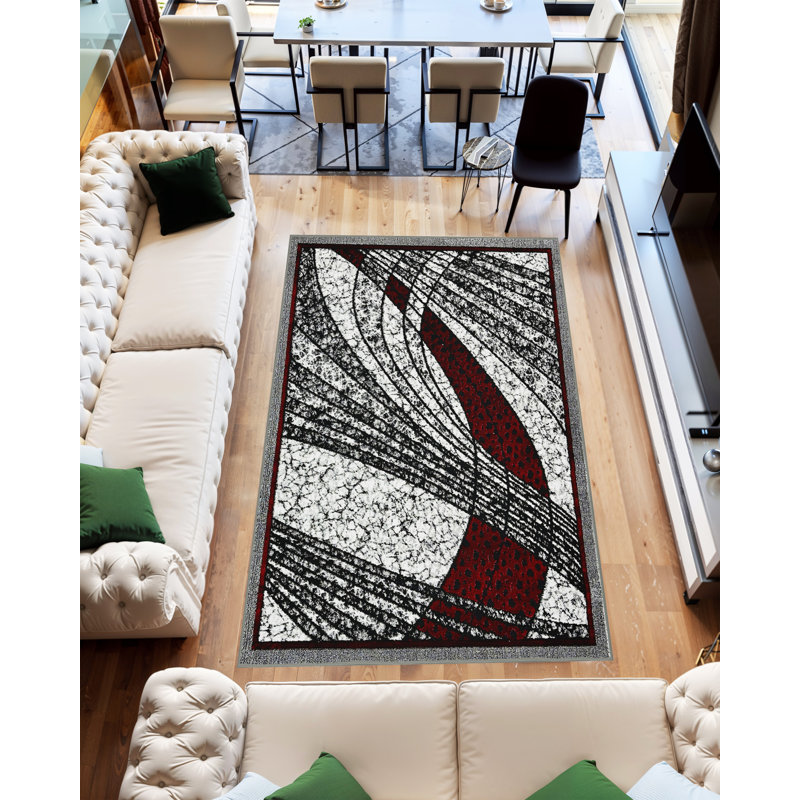 Tapis contemporain moderne abstrait 5X7 pour salon chambre à coucher
