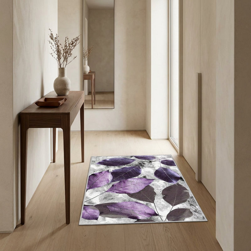 Tapis botanique mauve / gris Sylvana
