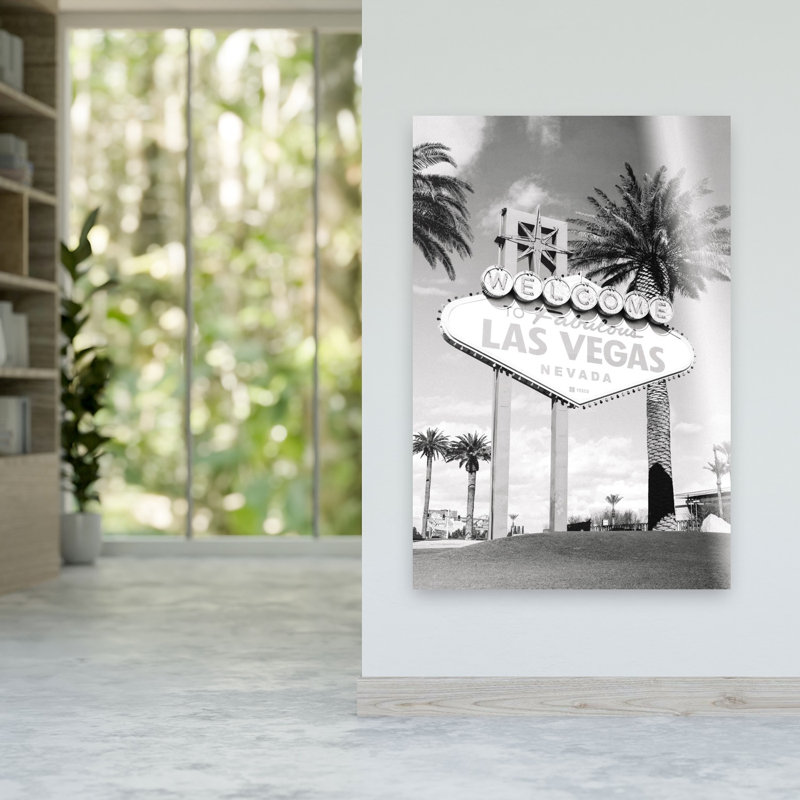 Fabulous Las Vegas Landmark Classic Retro Abstract Palm Tree Landscape Nature Wall Art Print 1 Piece Wrapped Canvas Wall Art