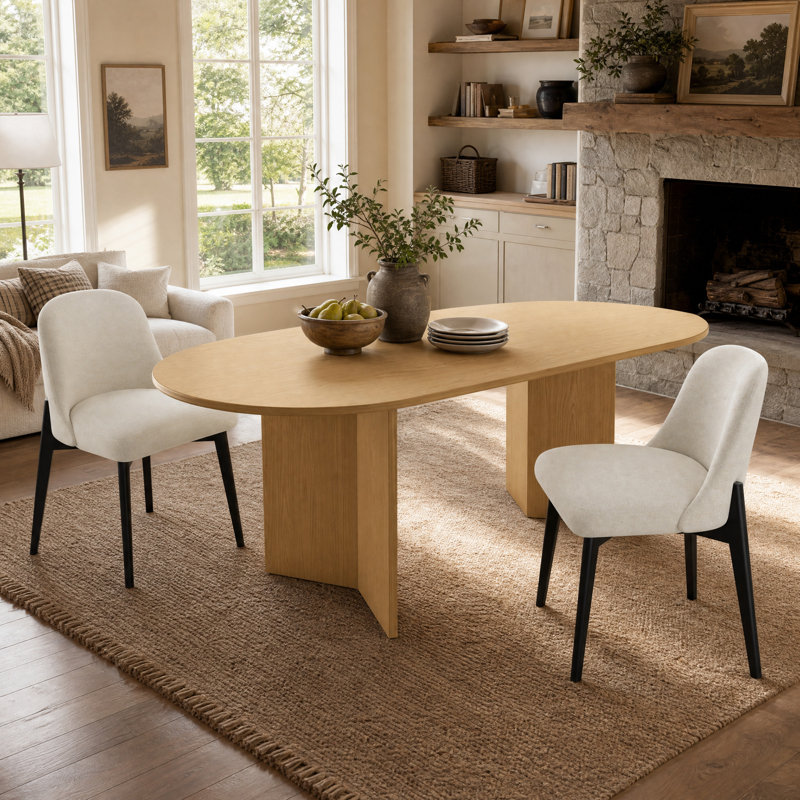 Table de salle à manger Kowalsky, 3 Pieces: Table, 2 Chairs, Oak, White