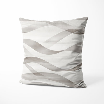 Abstract Decorative Throw Pillow - Modern Wavy Line Beige Gray Printed Cushion