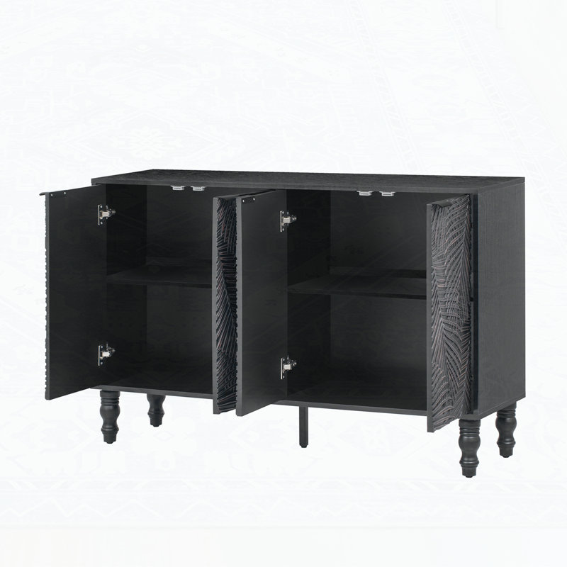Meuble audio-vidéo avec 2 espaces de rangement spacieux, Noir, noir, noir, noir