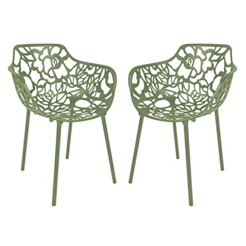 Fauteuil de patio Rabia, Vert kaki, Ensemble de 2