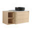 Meuble-lavabo mural 42 po avec lavabo d'art en céramique et 1 tablette de rangement, 2 portes à fermeture douce, emballage KD-1633190665