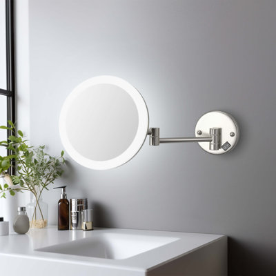 Circular LED Wall Mount One Side 5x Magnifying Makeup Mirror