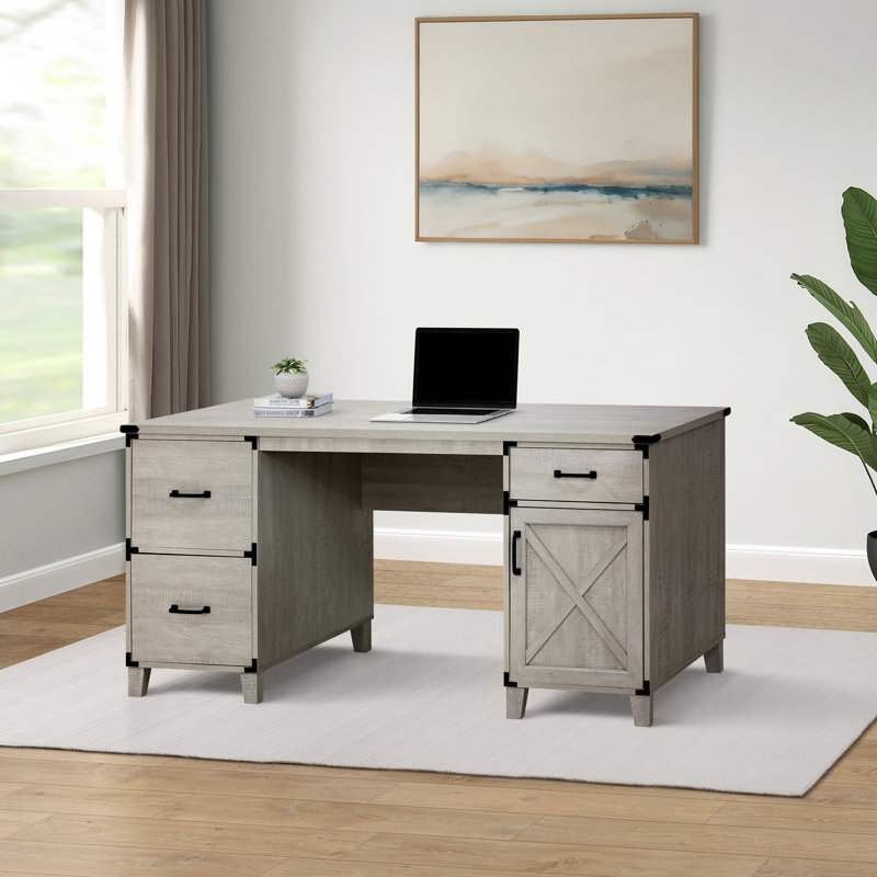 Cobden Oxford Farmhouse Executive Desk, Washed Gray