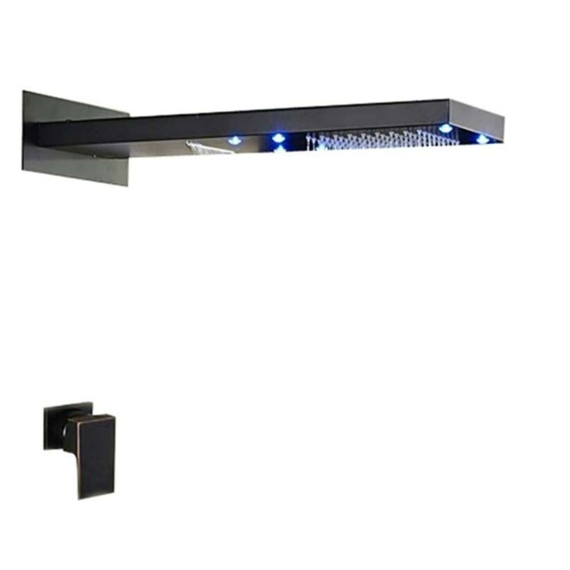 BathSelect Rainfall LED Color-Changing Shower Faucet – Oil Rubbed Bronze, Dual Spray Modes
