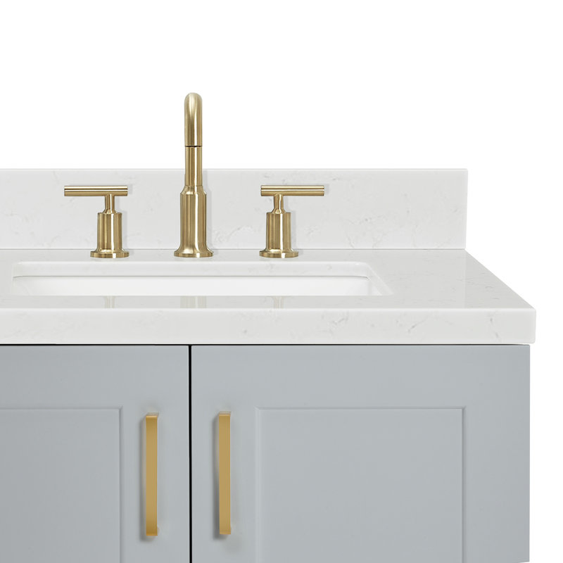ARIEL Taylor 42.25 Single Sink Bathroom Vanity with Man-Made Stone Top-Oval, Gray, Right , Oval
