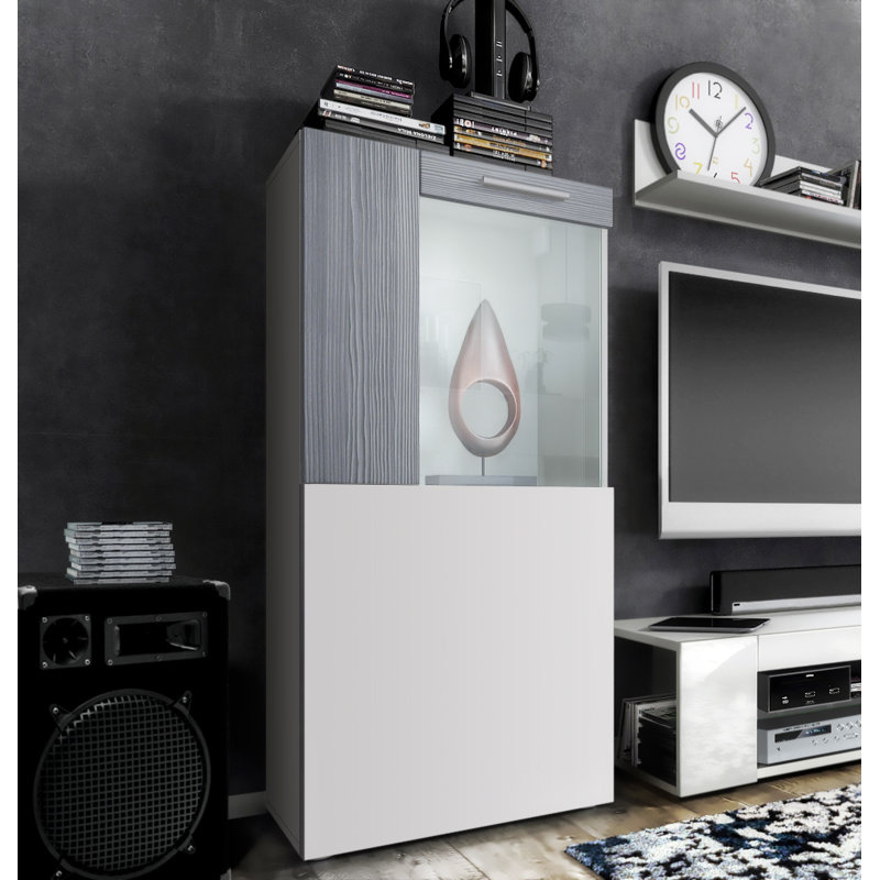 Killion Display Cabinet, Without LED, White/Avola Anthracite