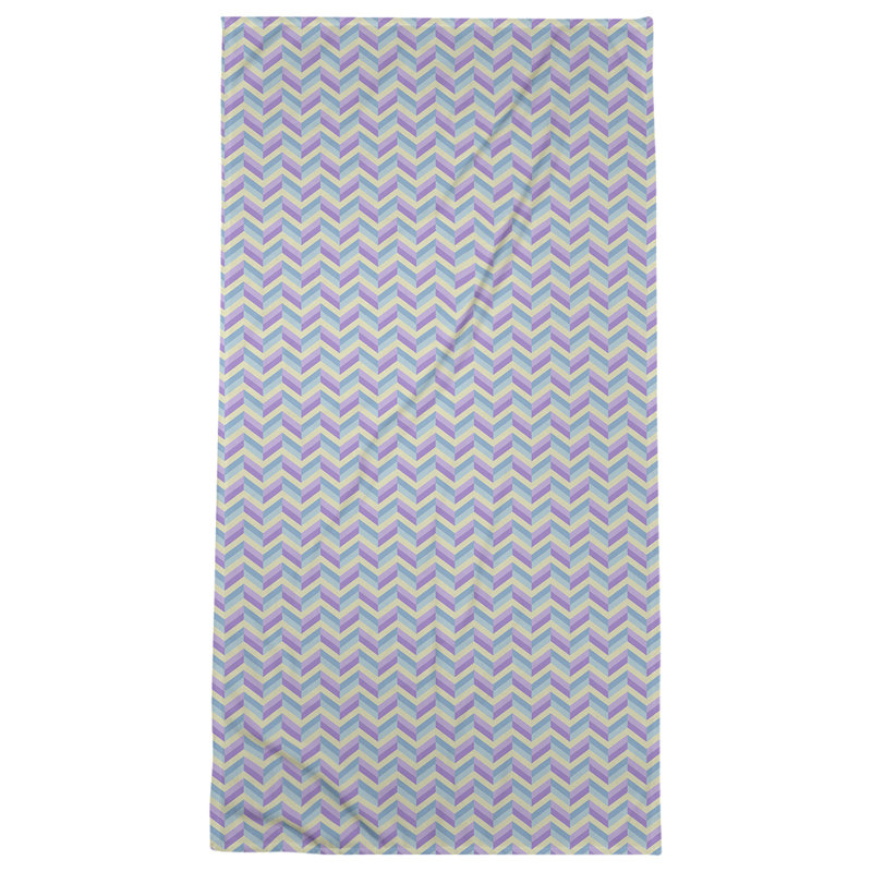 Serviette de plage à chevrons, Bleu/mauve