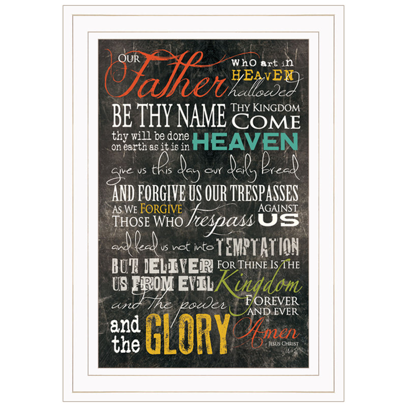 «The Lords Prayer» par Marla Rae, prêt à accrocher, reproduction encadrée, Blanc