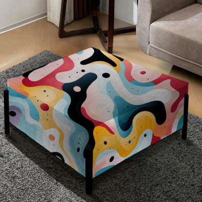 Couleurs pastel pastel Mid Century - Grand repose-pieds carré Mid-Century