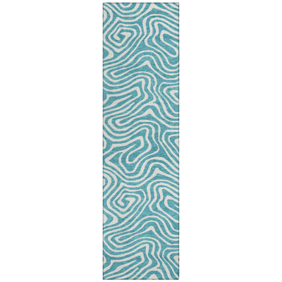 Evalora Teal Washable Indoor-Outdoor Rug - 