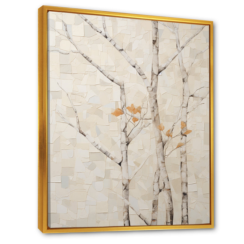 Minimalisme sycomore beige solitude III, reproduction d'art sur toile, H 32 po x l 16 po x P 1 po, Cadre flottant doré