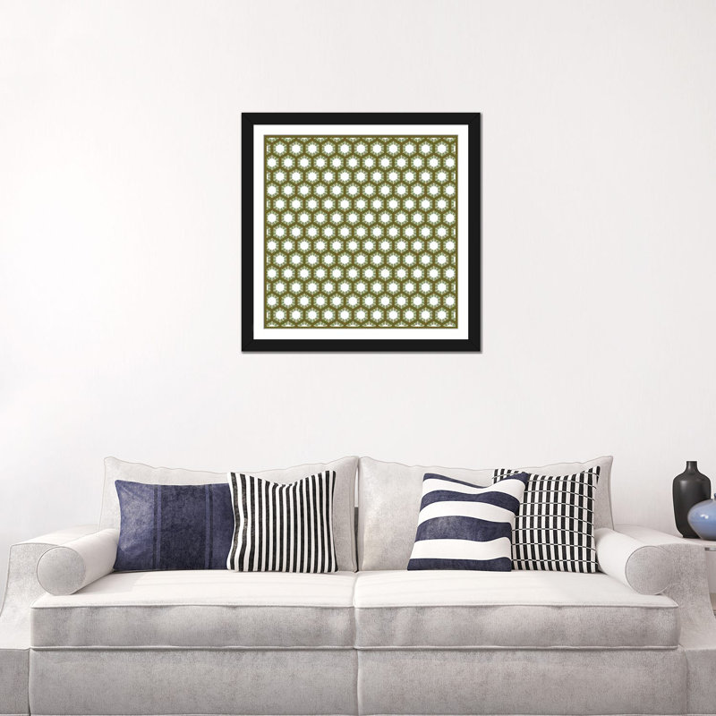 Albree Modern Honeycomb, impression sur toile, H 24 po x l 24 po x P 1 po, Papier avec cadre noir, Blanc