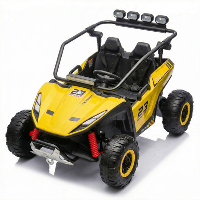 Voiture électrique 12V pour enfants UTV, camion tout-terrain 4 roues motrices 2 places - télécommande parentale 2,4 G - deux moteurs de 40 W, batterie 7 Ah - lumières DEL, klaxon et ceinture de sécurité