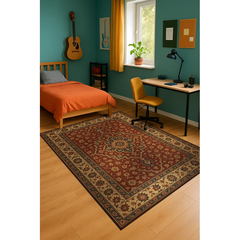Tapis tissé orange traditionnel Mosso, 2'4" x 3'11"