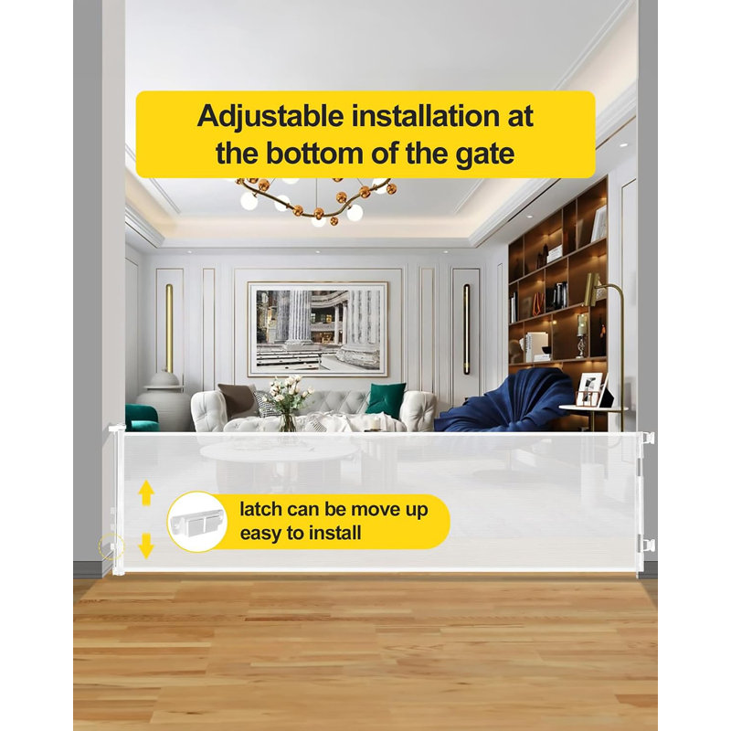 168 Inch Extra Wide White Mesh Retractable Baby Gate