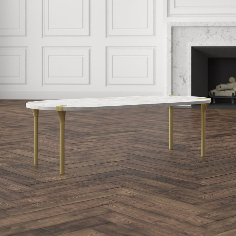 Sereno Marble Coffee Table, Polished Gold