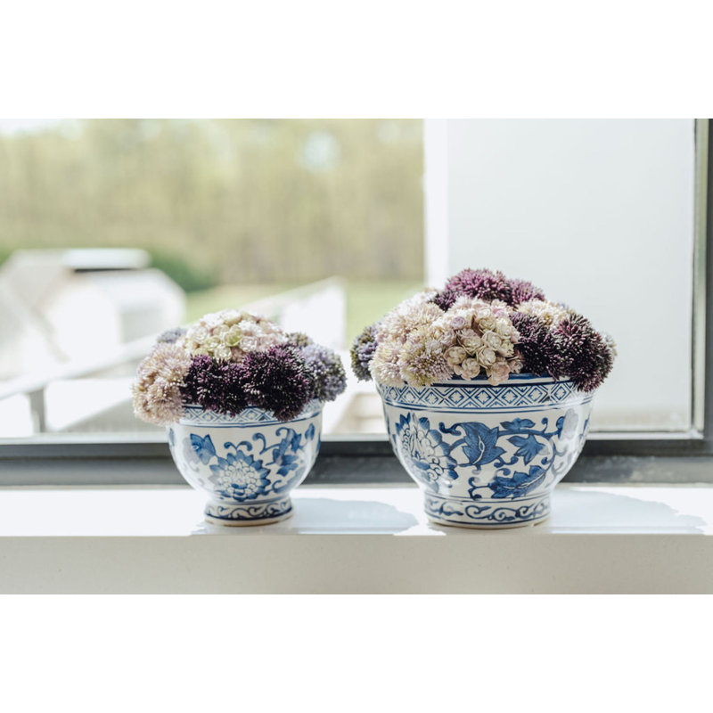 Adair Toile Sedum Bowl, 8" H x 9" W x 9" D