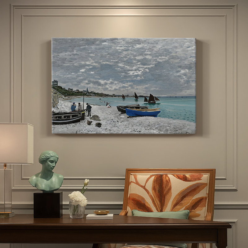 The Beach at Sainte-Adresse-Claude Monet-Gallery Wrapped Canvas-1867, 8 x 12