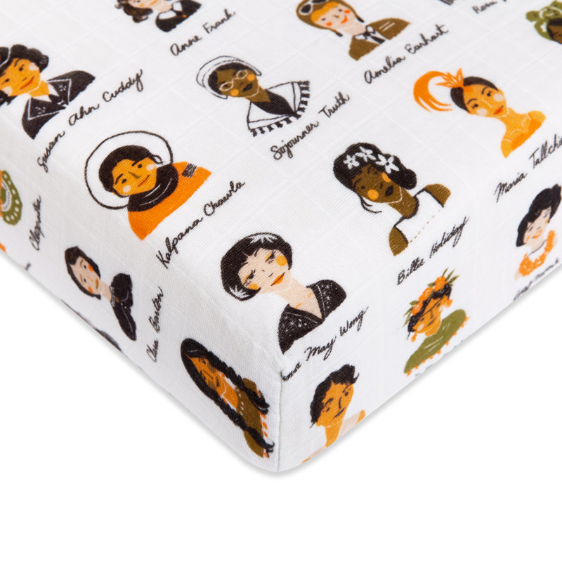 Women in History Muslin Fitted Crib Sheet