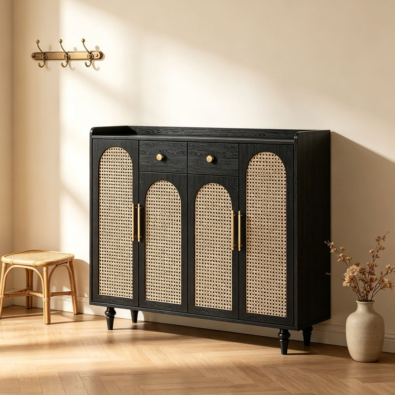 Tirra, H 41,34 po x l 62,99 po x P 14,17 po, Noir/naturel