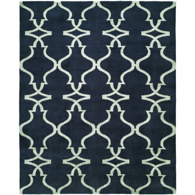 Dimitrina Damask Area Rug in Blue