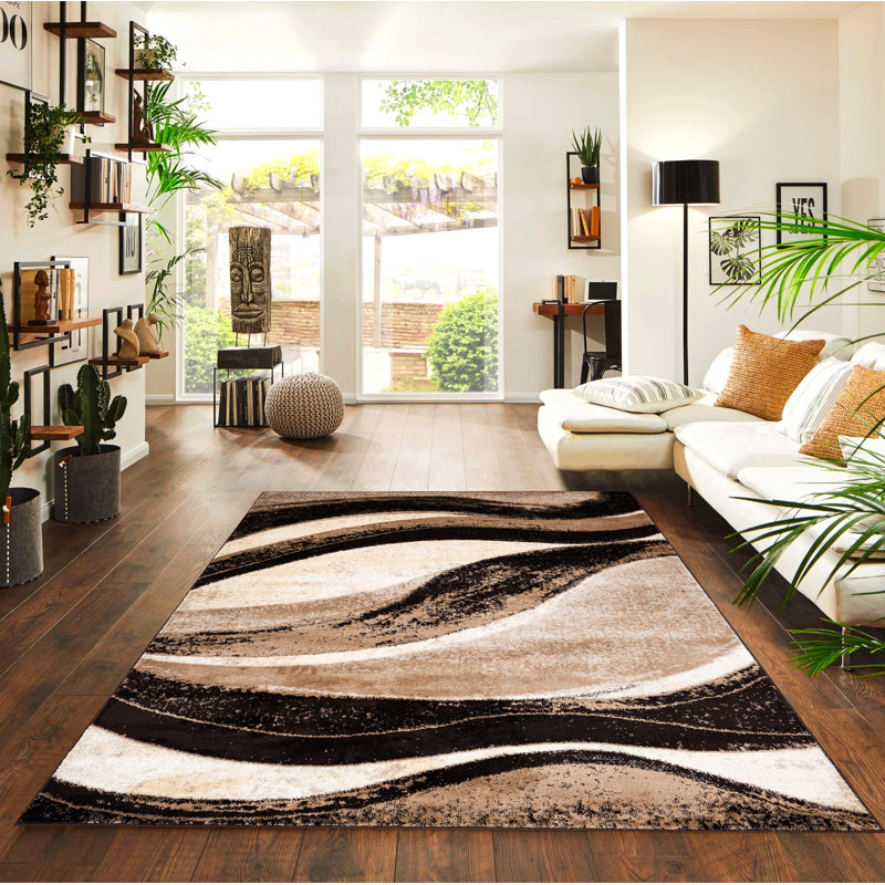 Abstract Area Rug, Brown, Rectangle 200 x 290 cm