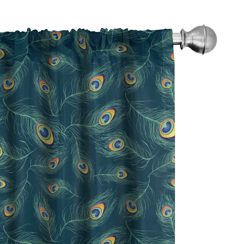 Feather Geometric Semi-Sheer Rod Pocket Curtain Panels, 28" W x 63" L