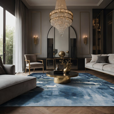 Tapis bleu soyeux et moelleux