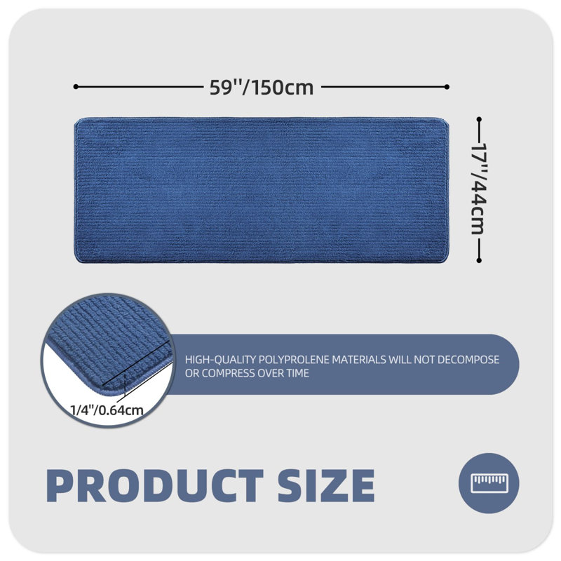Tapis de cuisine Dawon, Rectangle 4 pi 11 po x 1 pi 5 po, Bleu