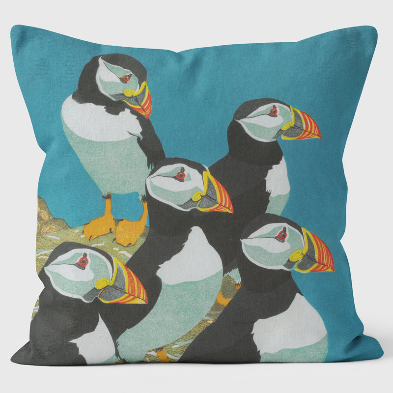 Five Puffins - Robert Gillmor Cushion