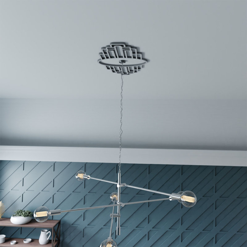 L 34 po x H 17 po x l 16 1/8 po x l 9 3/8 po x P 1 po. Médaillon de plafond en PVC de qualité architecturale Elizabeth, cuivre antique