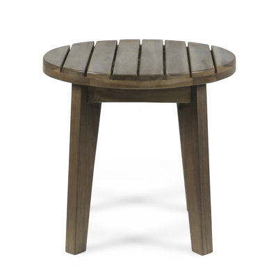 16" Outdoor Acacia Wood Side Table, Gray Finish | Gift Idea