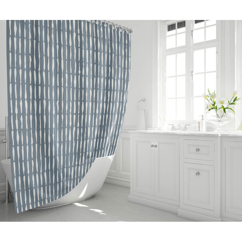 Chuck Ultra-Thin Lightweight Shower Curtain, Blue Striped 2
