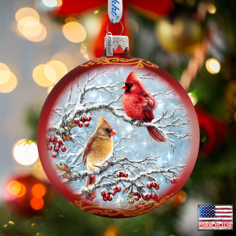 Ornement boule d’hiver cardinals